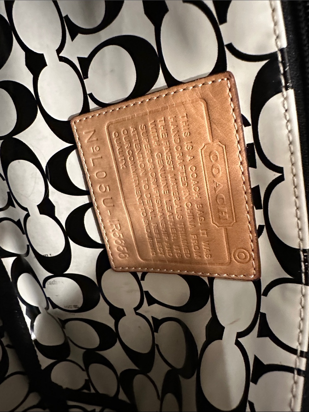 Coach Black Canvas Tote with Blue Accents and Tan Trim - Picture 7 of 15